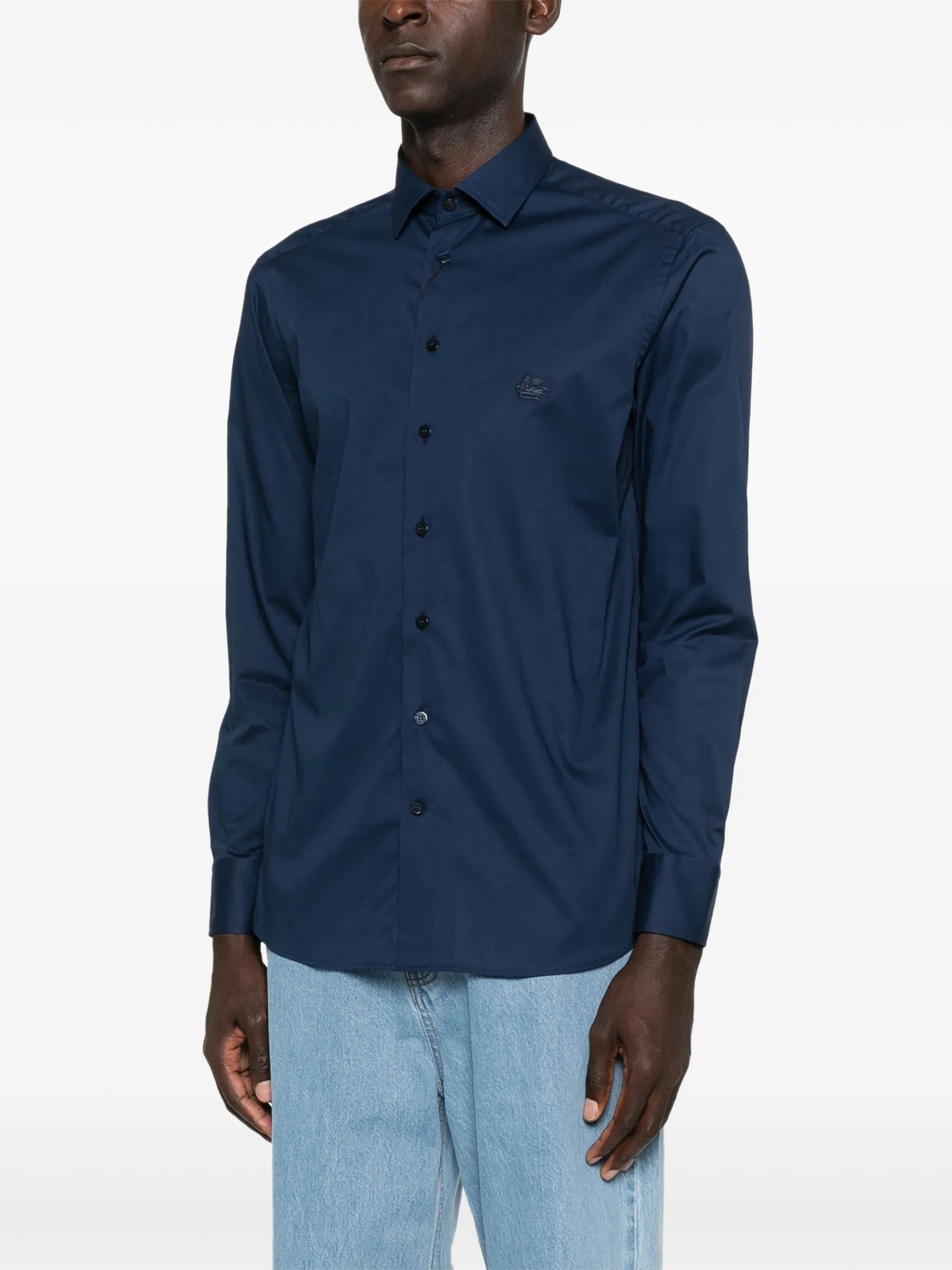 Roma Logo Pegaso-Pattern Cotton Blend Shirt