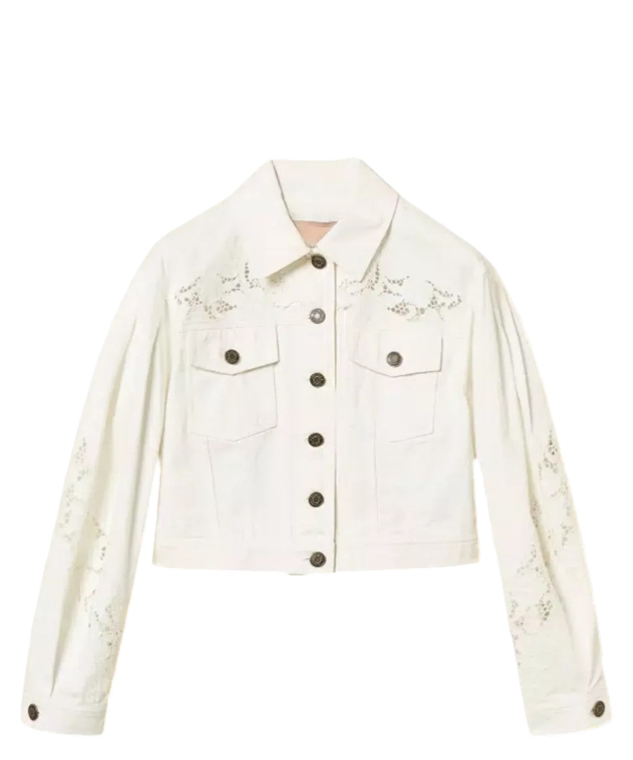 Cropped Jacket with Lace Cut-Out Details