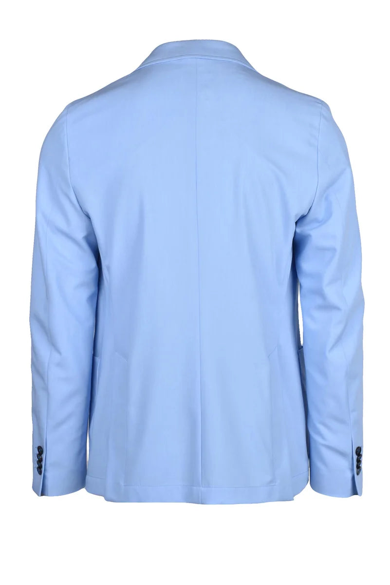 Unlined Double-Breasted Jacket - Light Blue