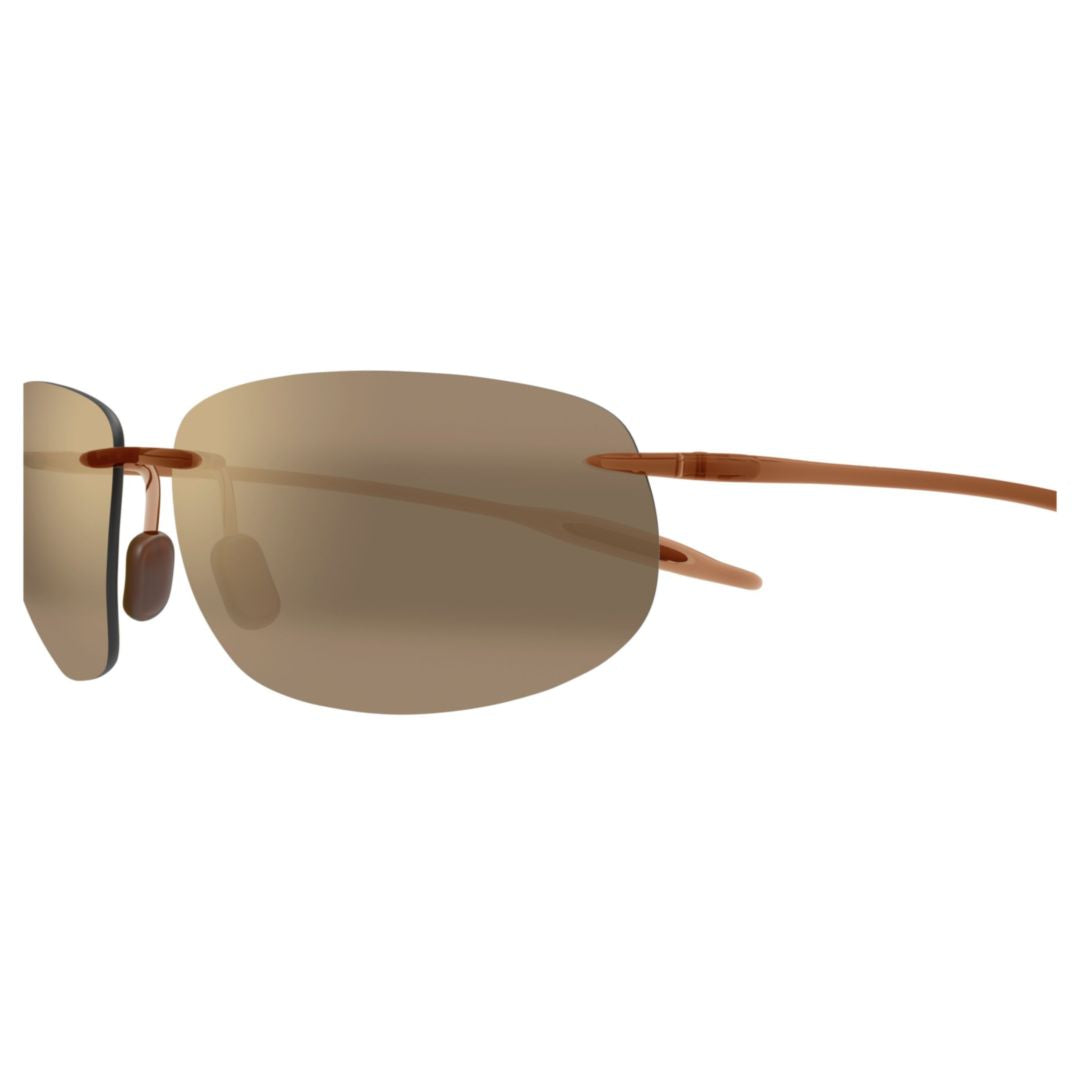 Breakwall Rimless Sunglasses with Rectangular Brown-Tinted Lenses