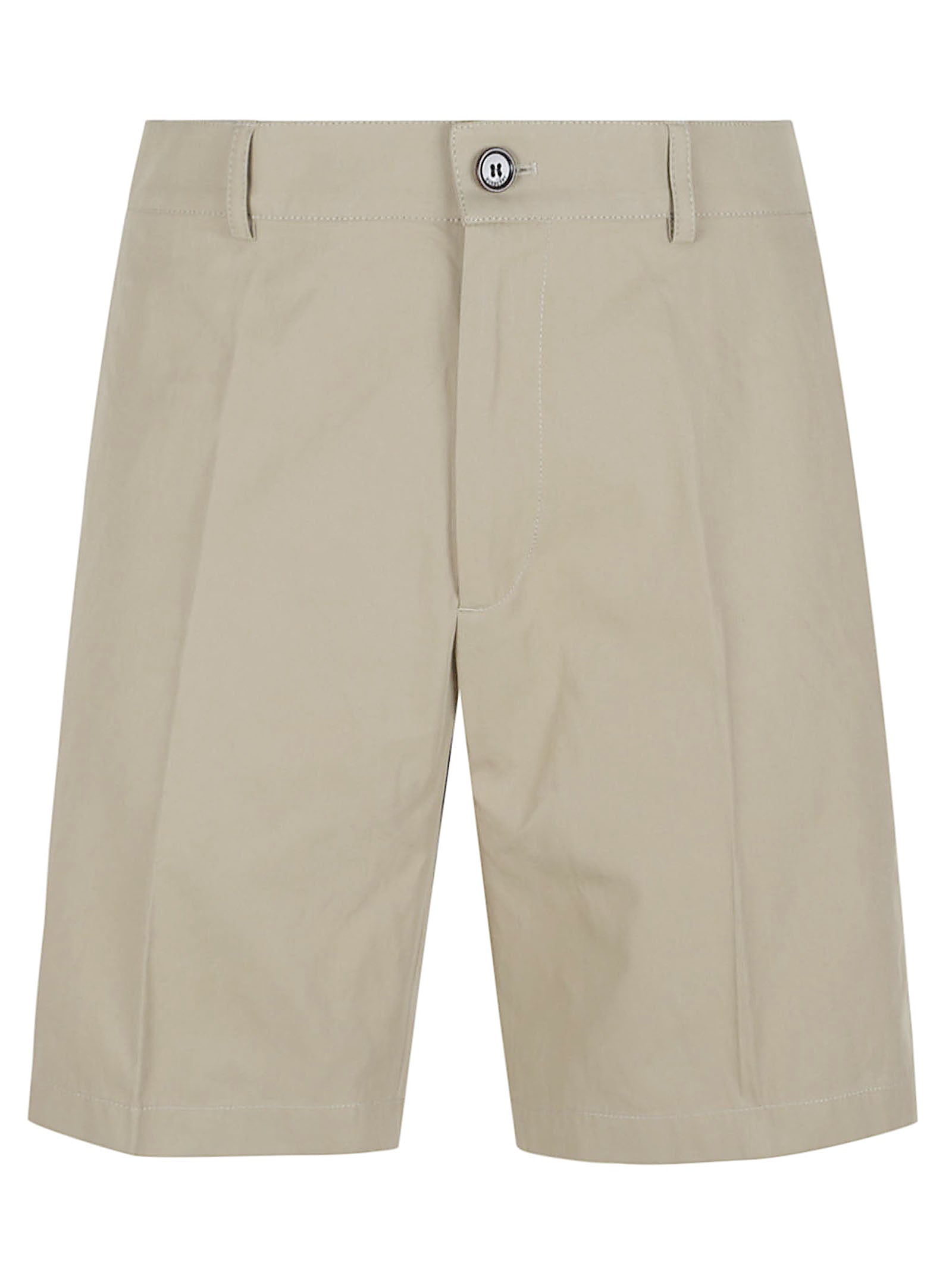 Tailored Cotton Shorts with Minimalist Design and Buttoned Back Pocket