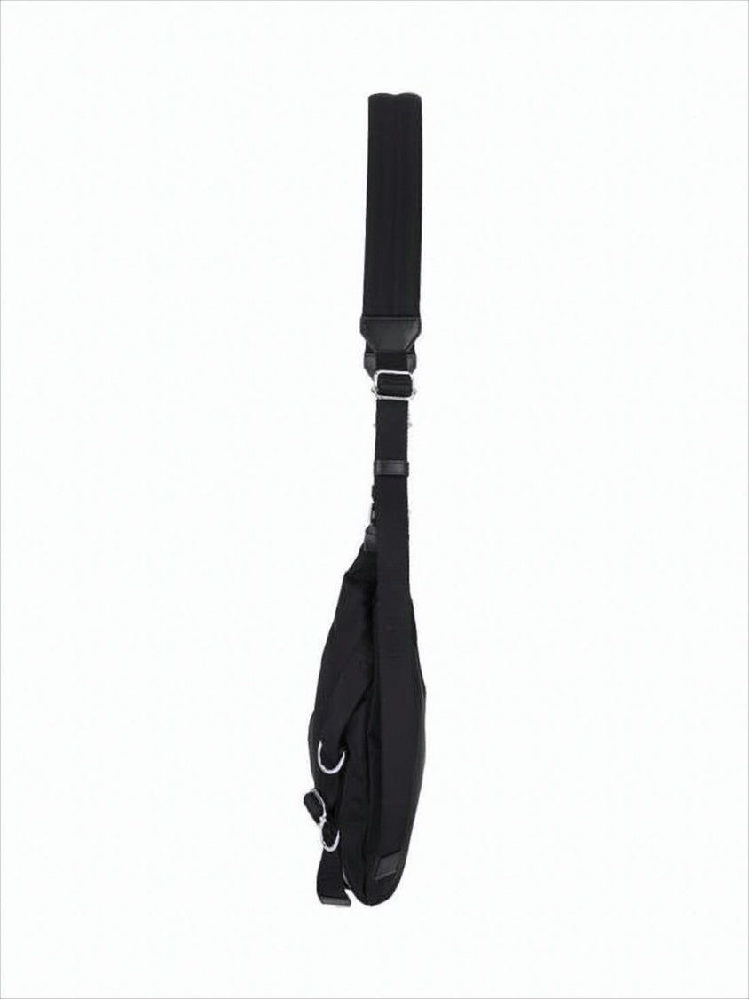 Crescent-Shaped Black Shoulder Bag with Adjustable Straps