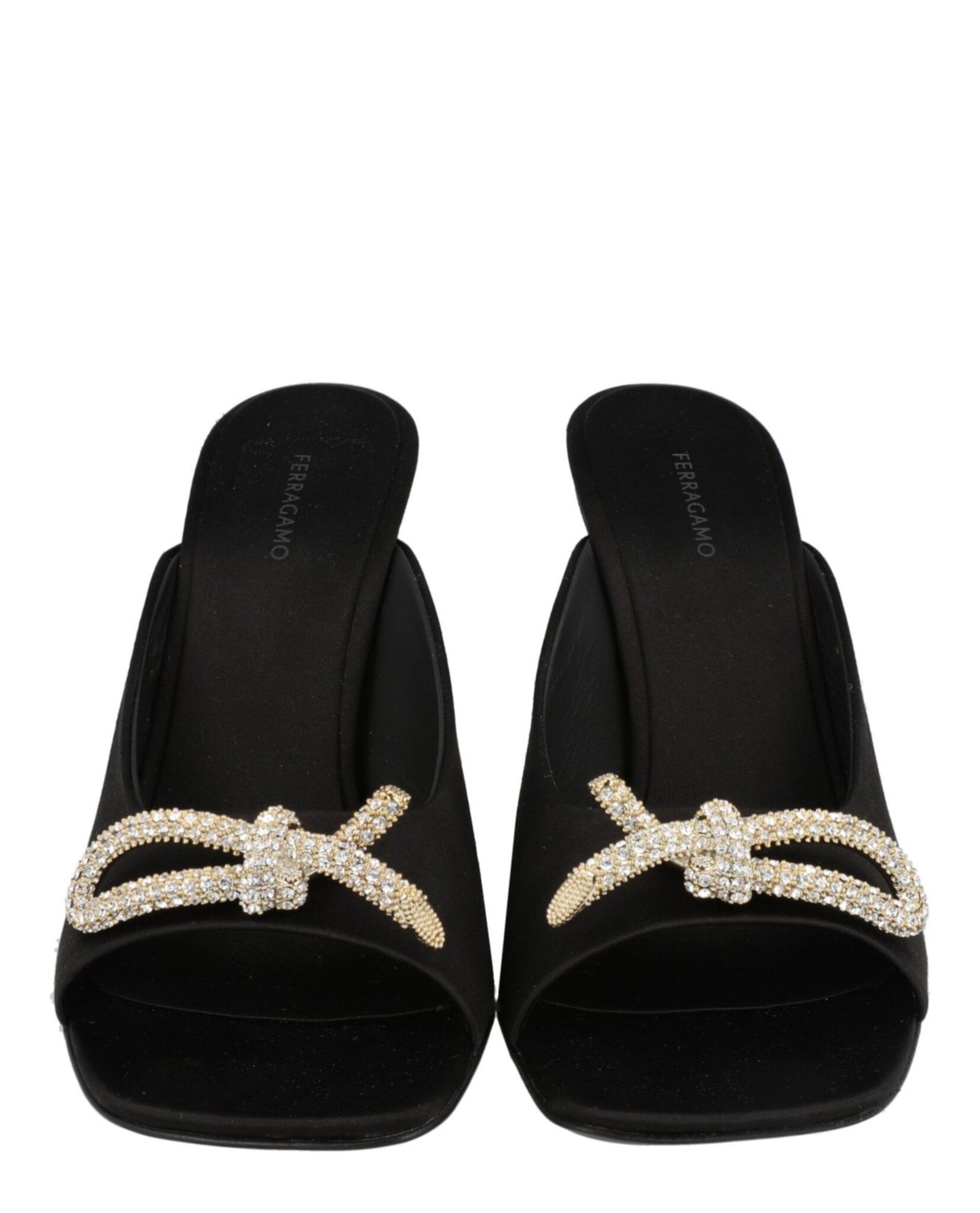 Crystal-Embellished Knot-Detail Mules