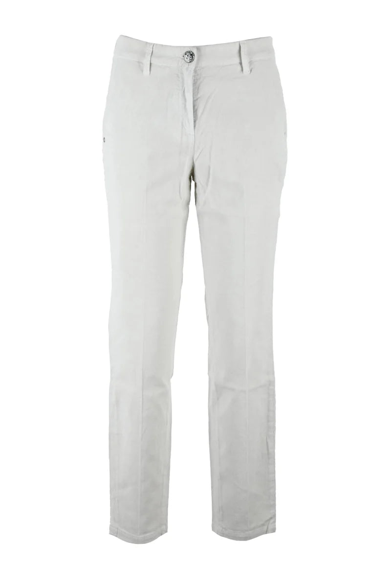 Marina Velvet Slim Pants - White