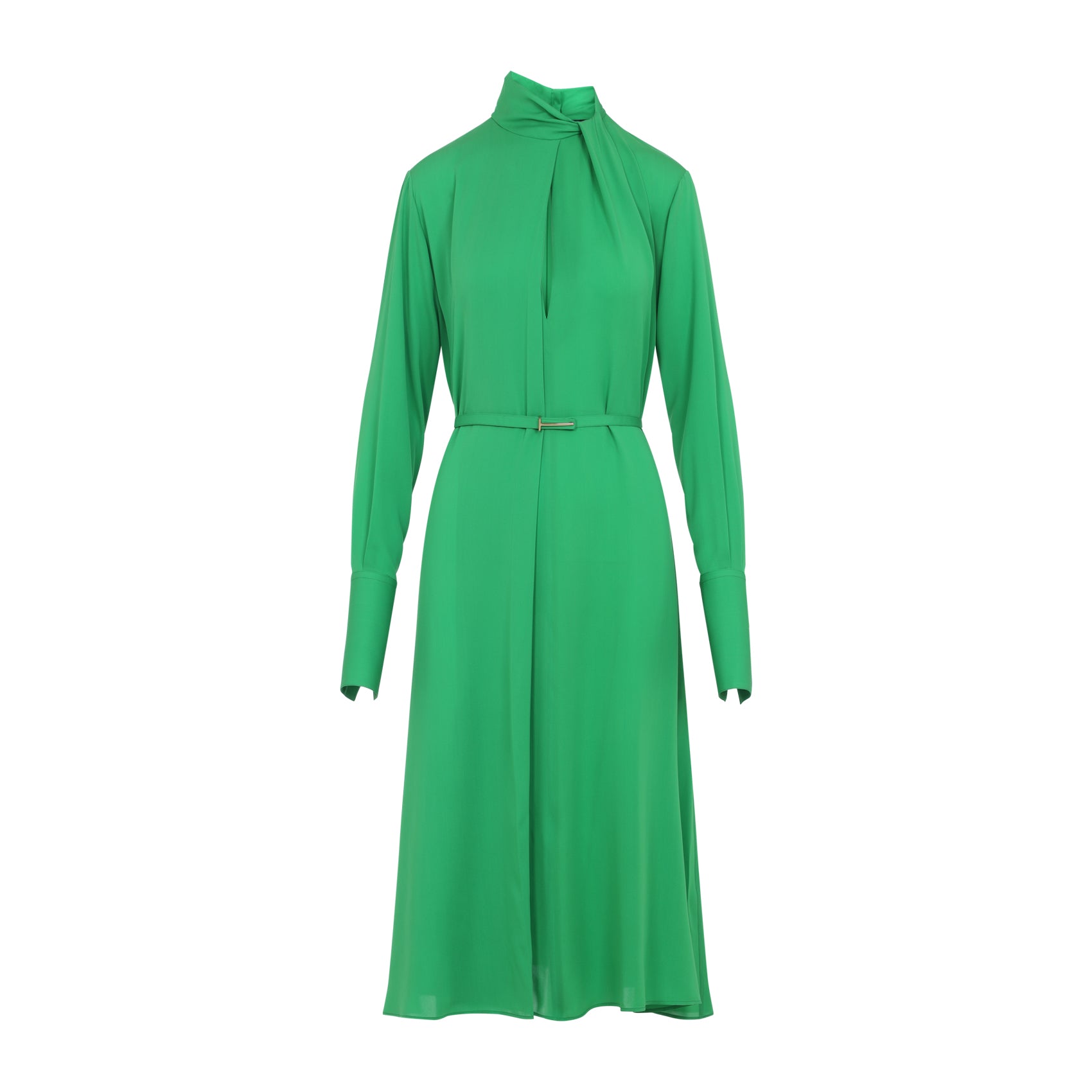 Midi-Length Silk Dress With Keyhole Detail