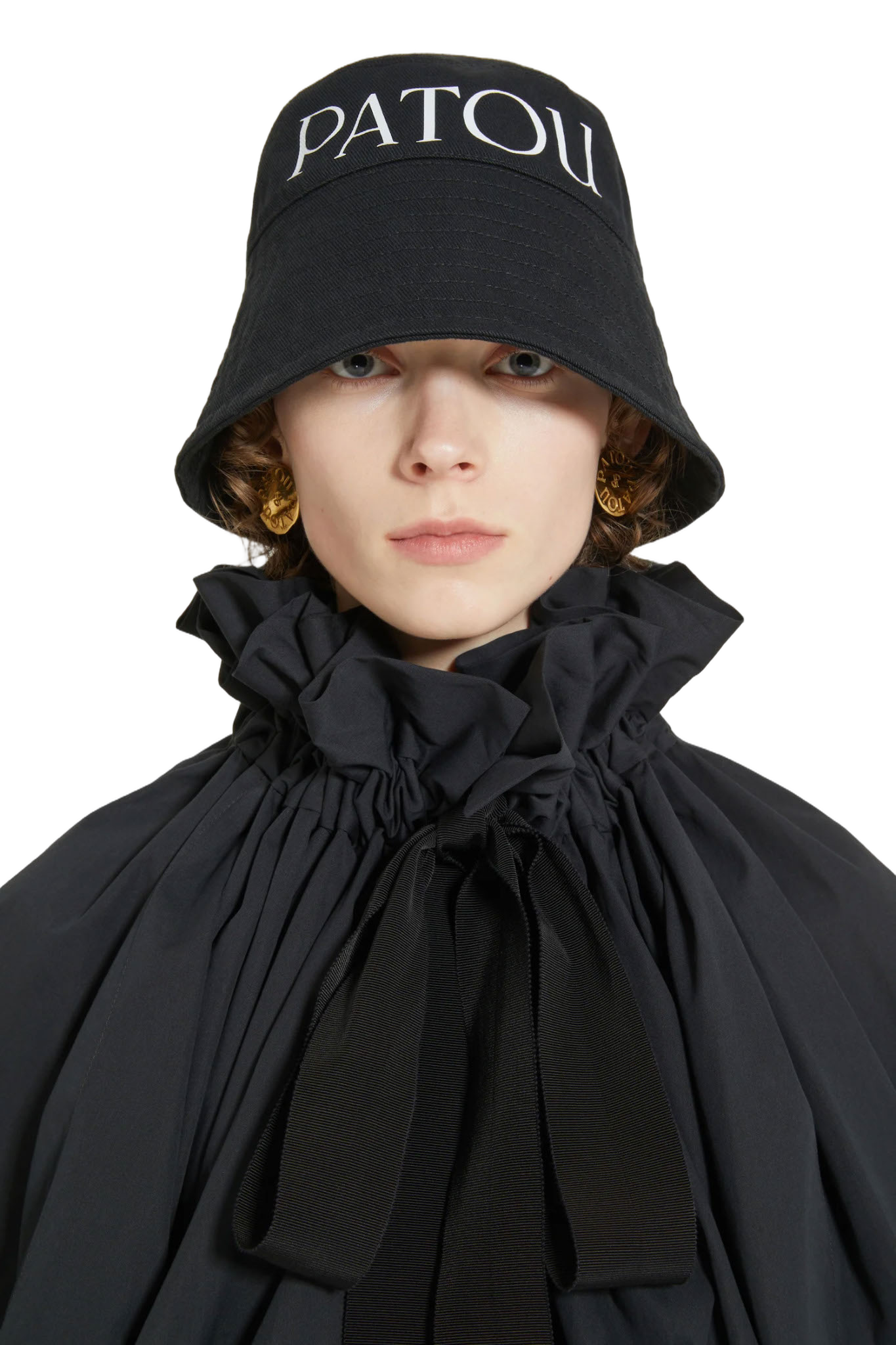 Signature Black Cotton Bucket Hat With Maxi Logo