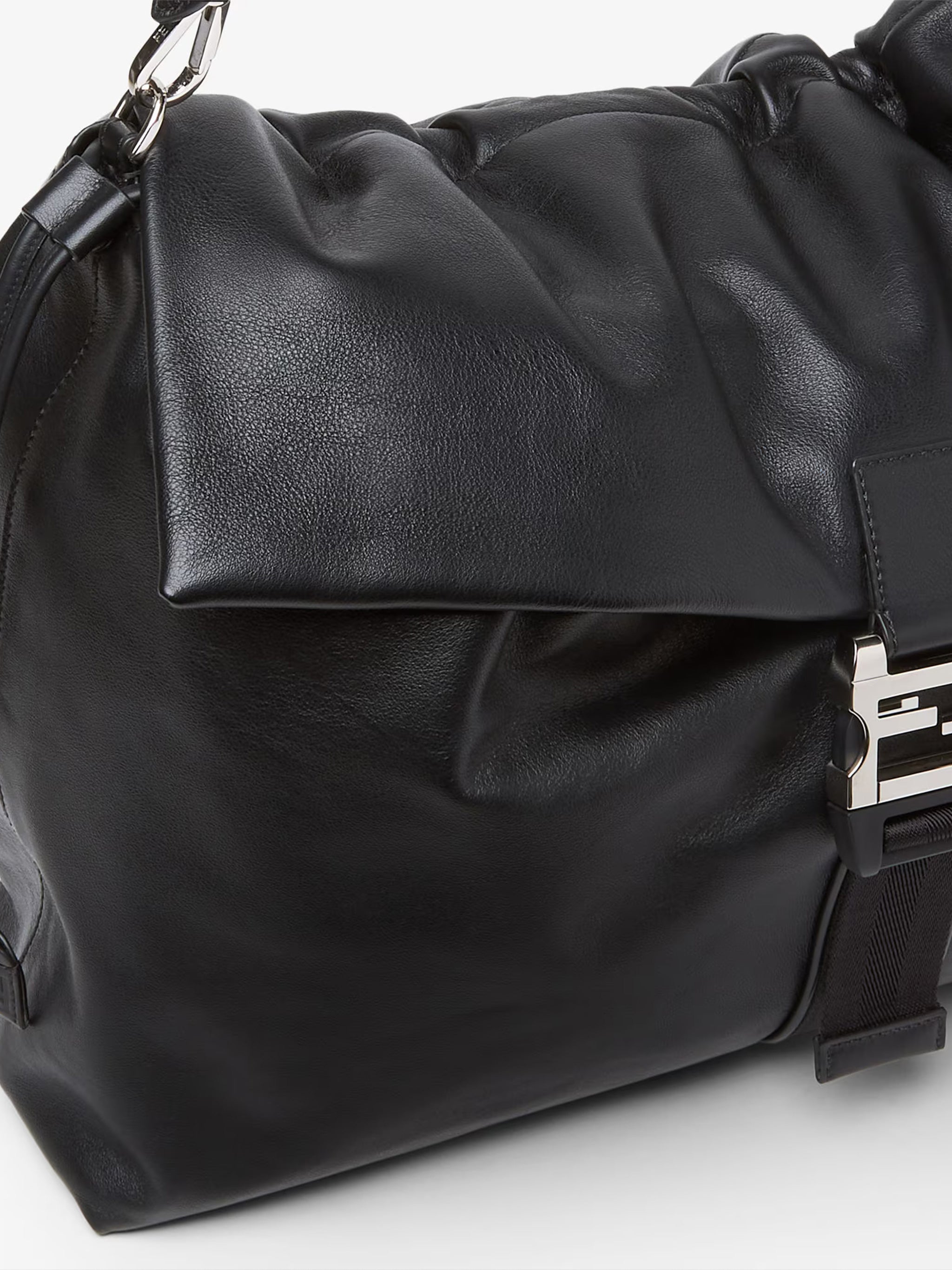 Mamma Baguette Ruched Flap Leather Bag
