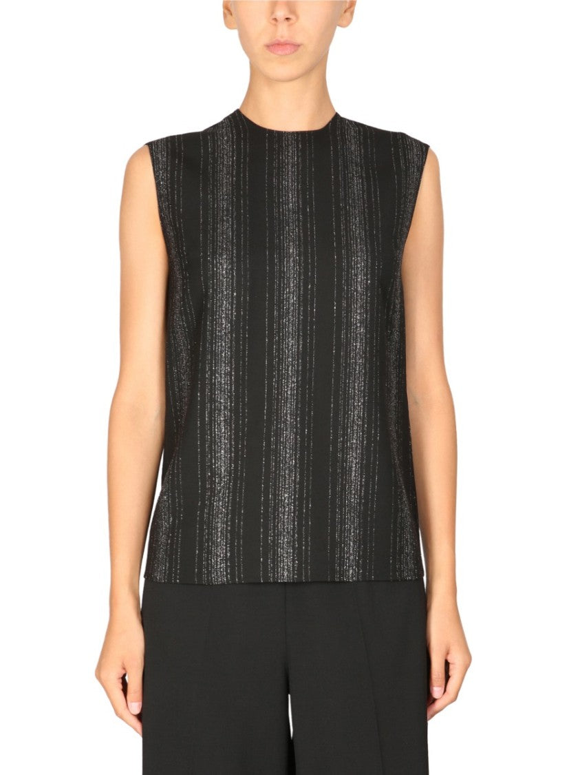 Vertical Lurex Striped Tailored Top