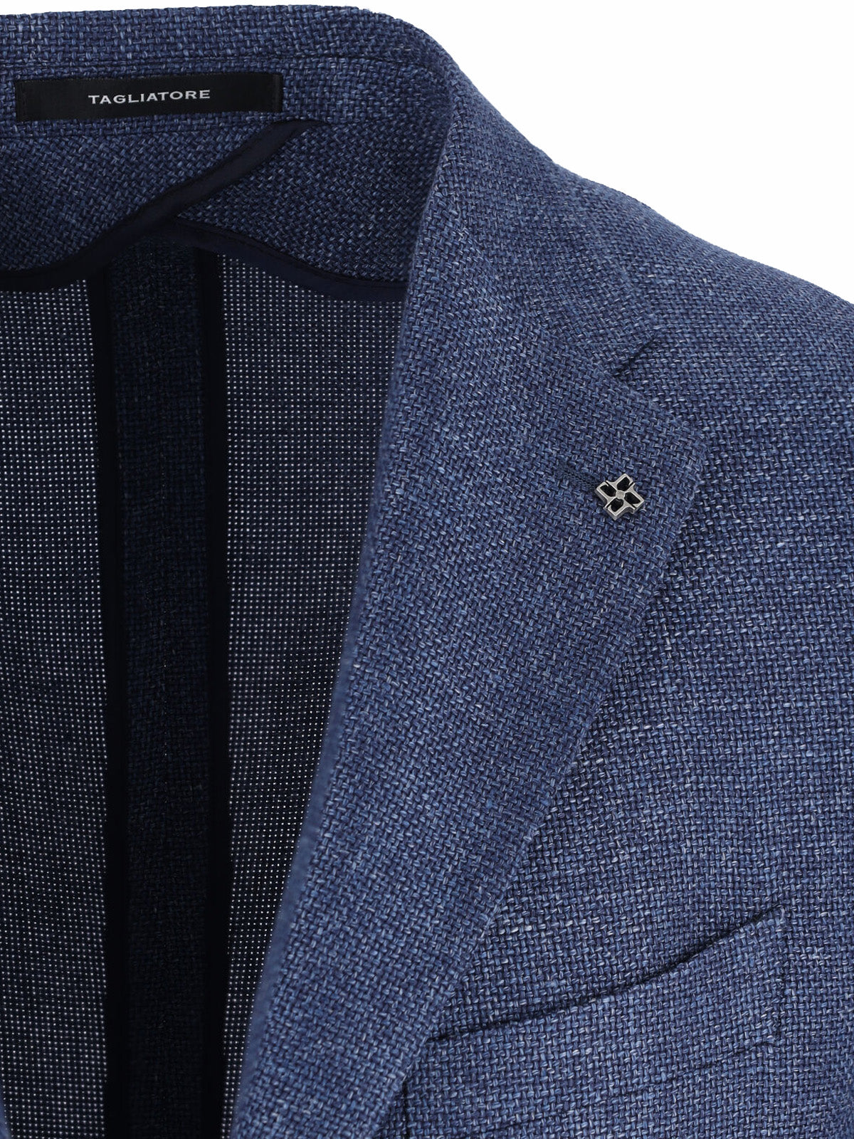 Blue Tailored Textured Notch Lapel Jacket