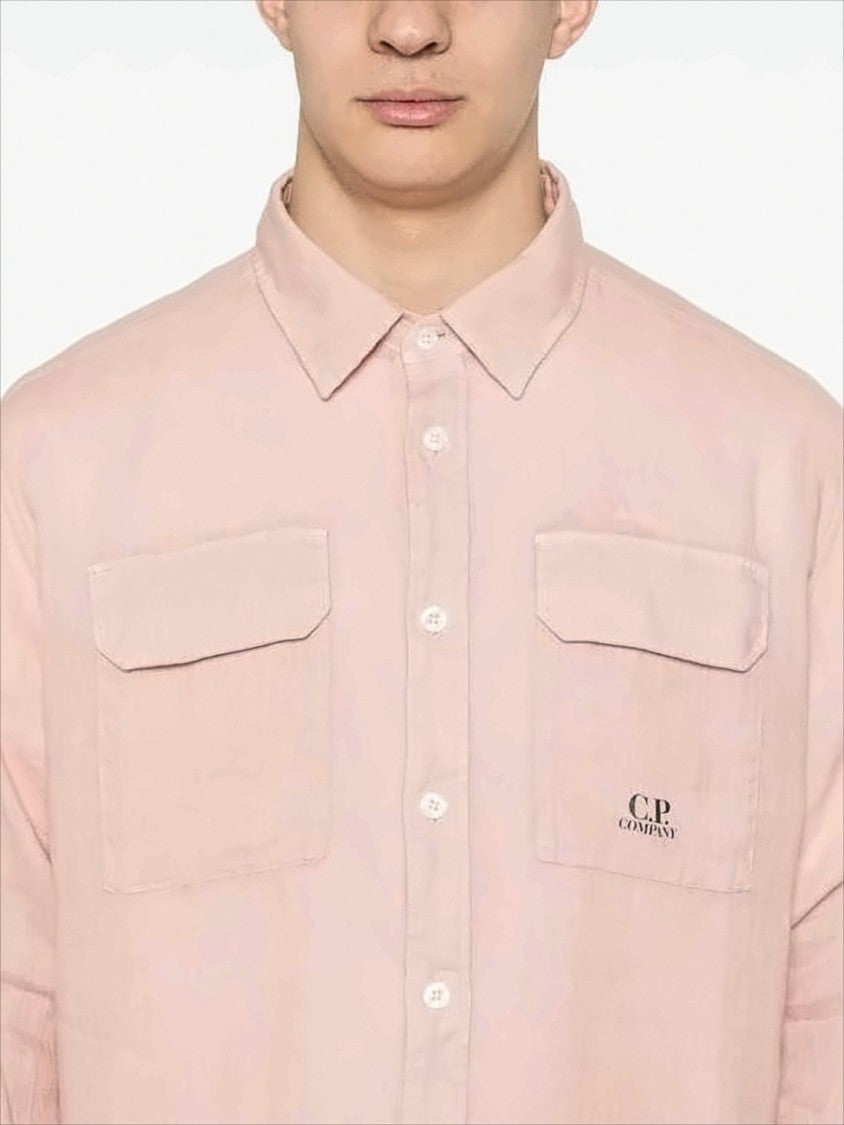 Long-Sleeve Linen Shirt with Classic Collar