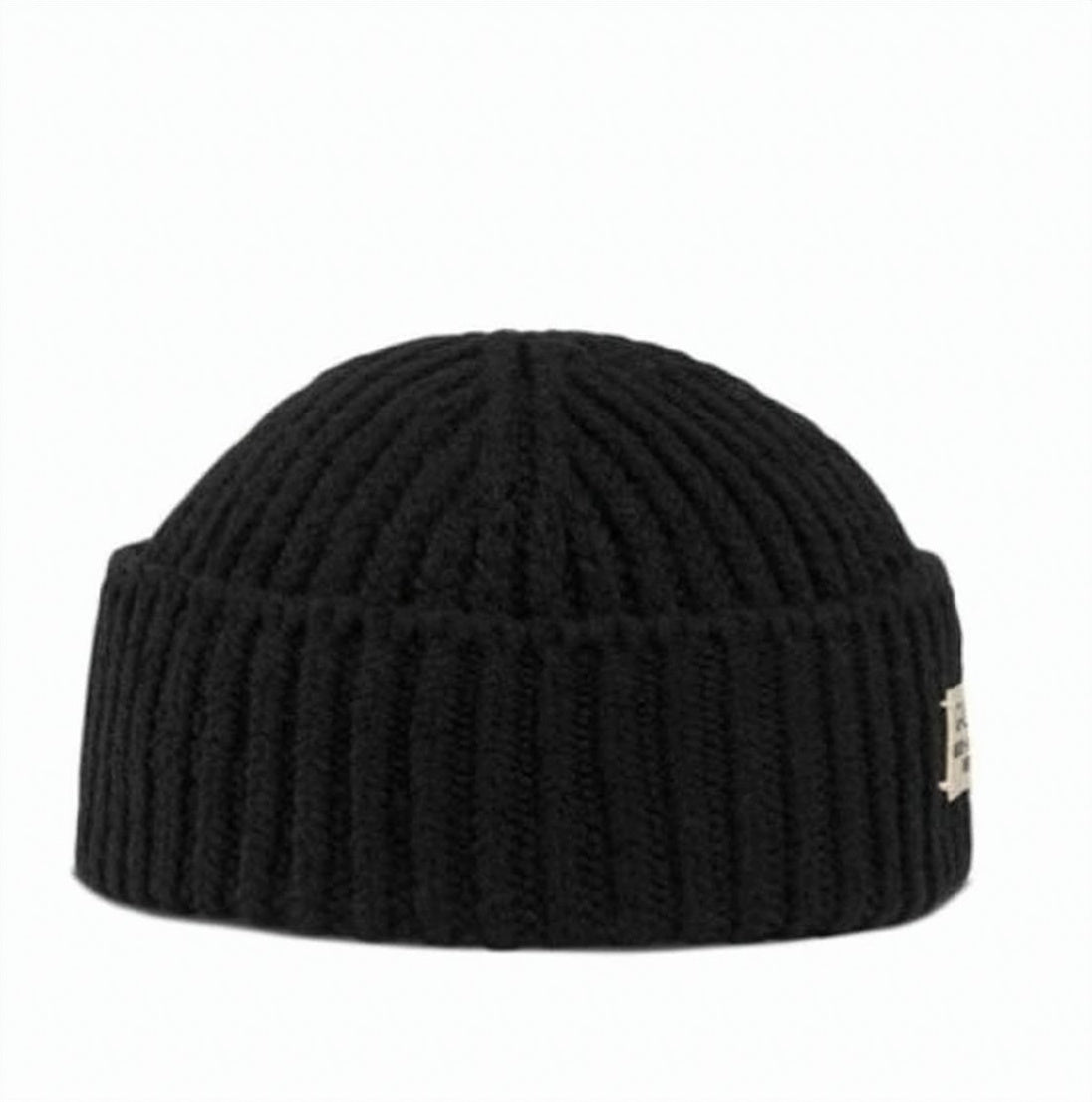 Ribbed Knit Beanie with Short Cuff
