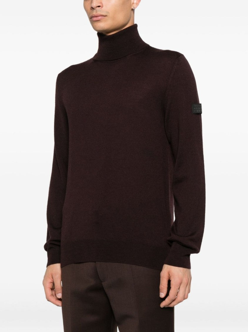 Fitted Dark Brown Turtleneck Sweater