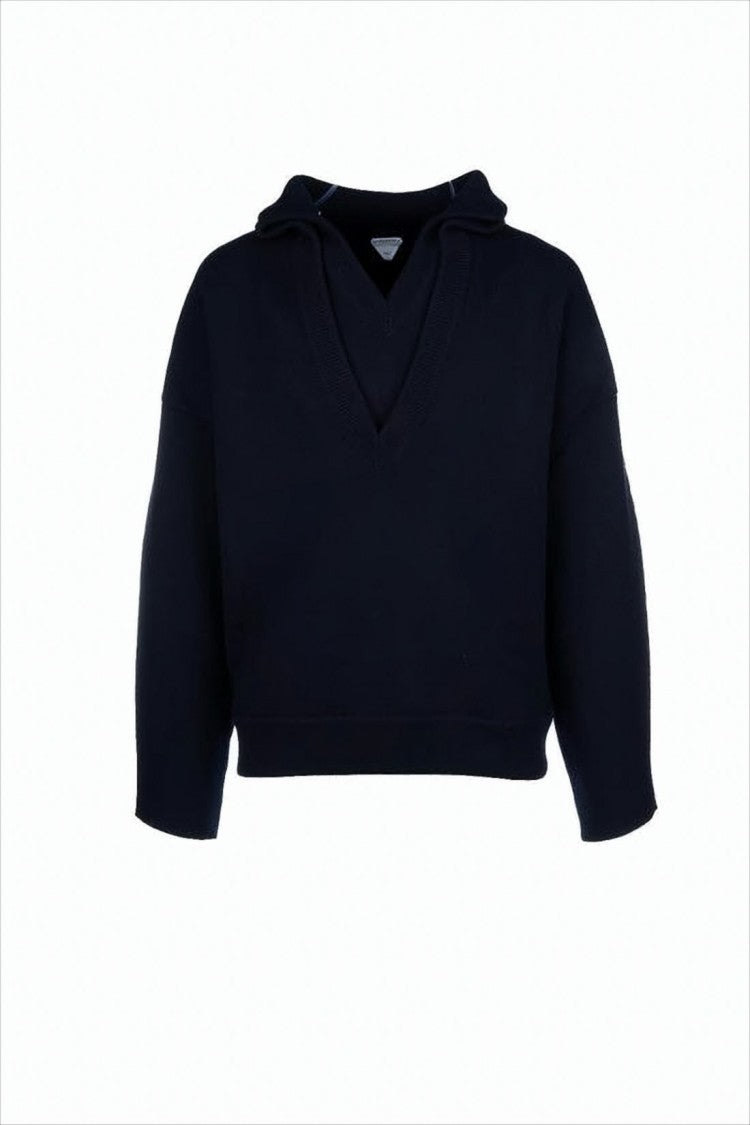Deep V-Neck Wool Hoodie