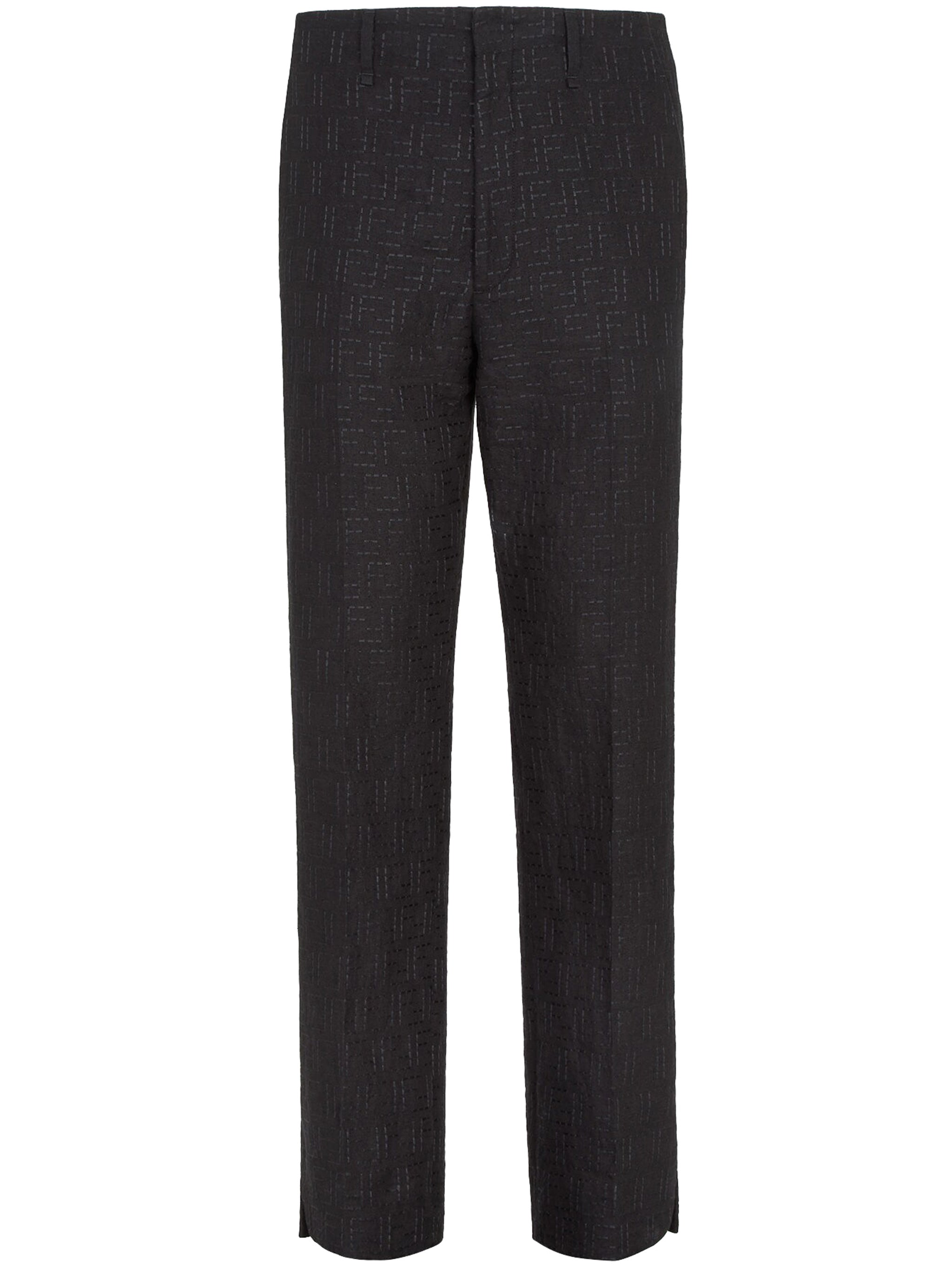 Tailored Black Linen Cropped Side-Slit Trousers