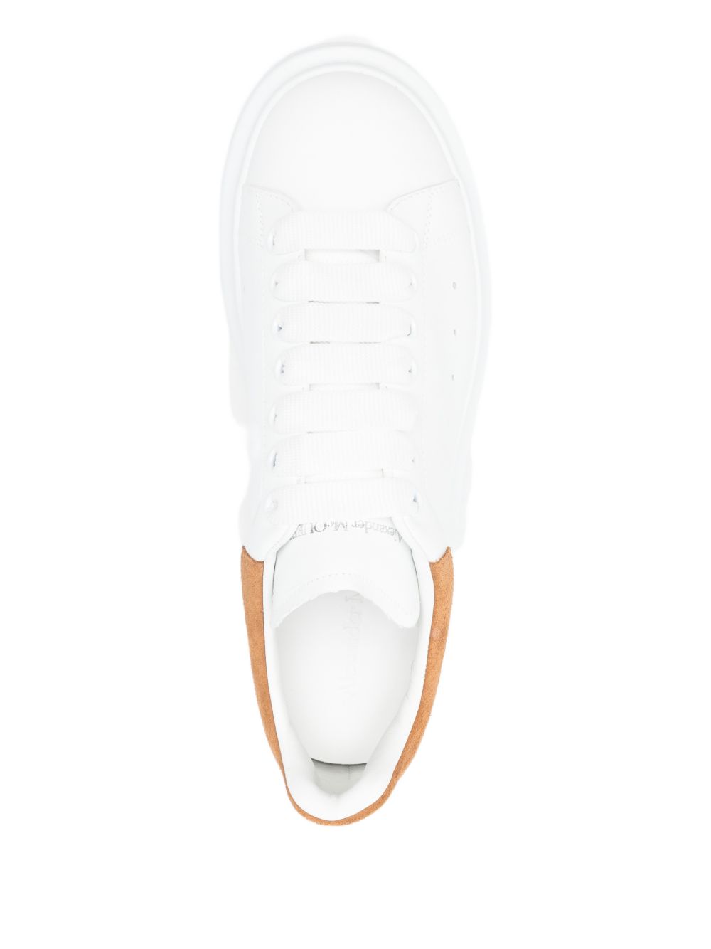 White Leather Sneakers with Suede Heel Tab