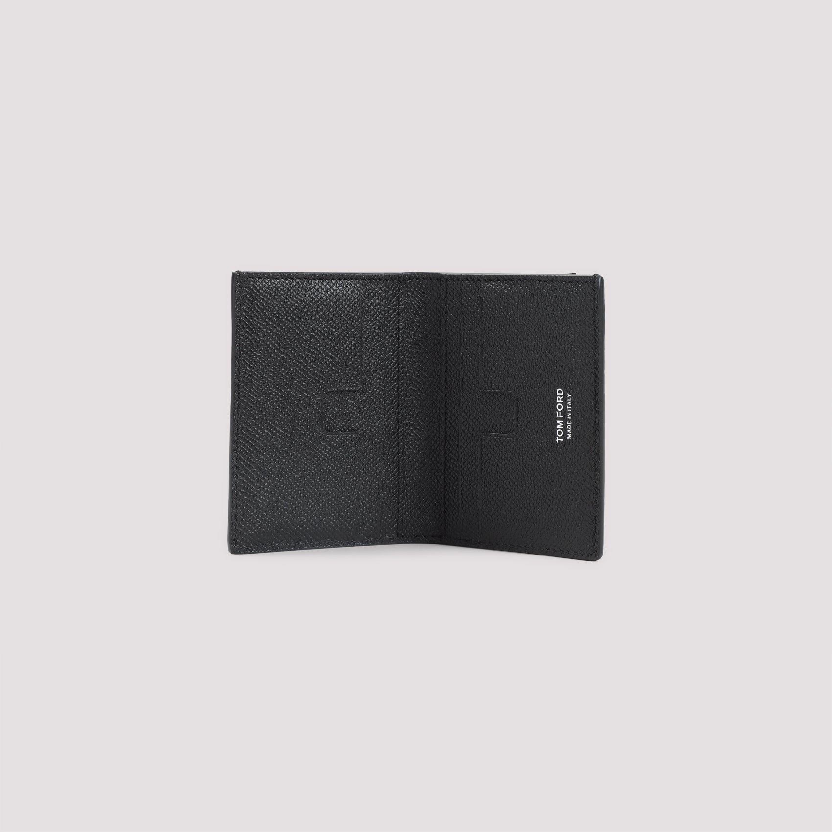 Vertical Black Grained Calf Leather Wallet