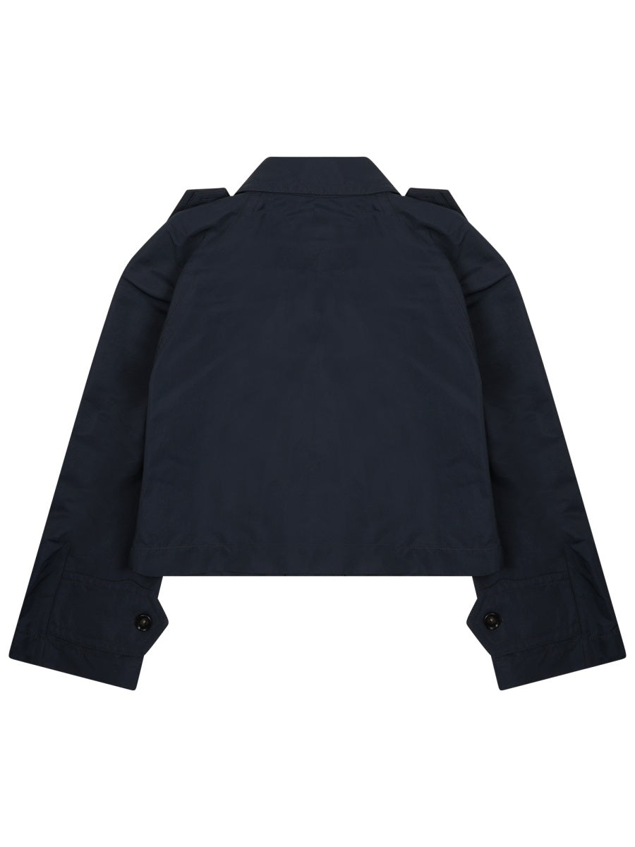 Cropped Double-Breasted Cotton Trench Jacket