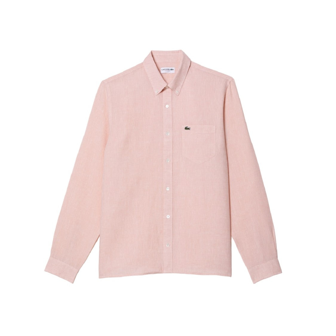 Pink Linen Shirt with Straight Cut Collar