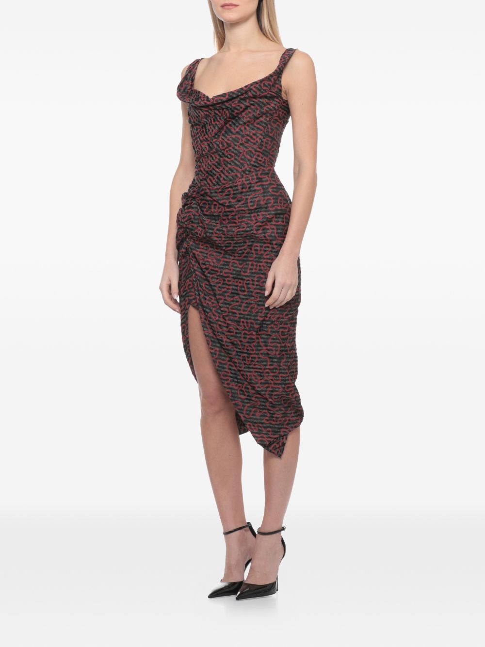 Black Draped Sleeveless Cowl Neck Dress