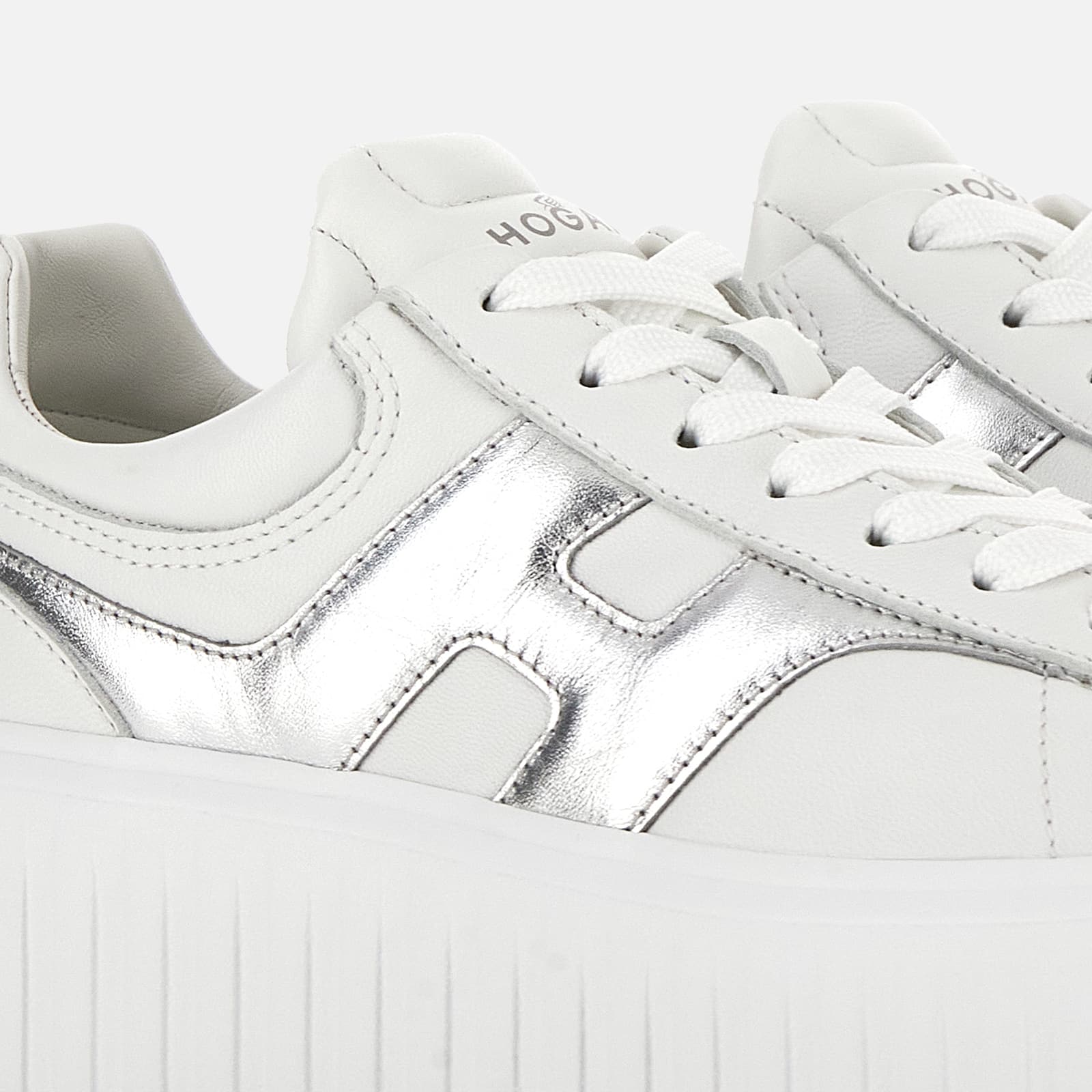 H-Stripes Lace-Up Sneakers in Sheepskin and Calfskin