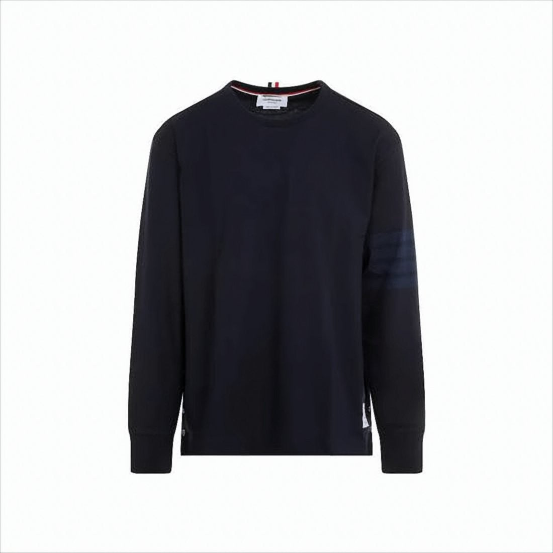 Black Long-Sleeve T-Shirt with Subtle Stripe Detail