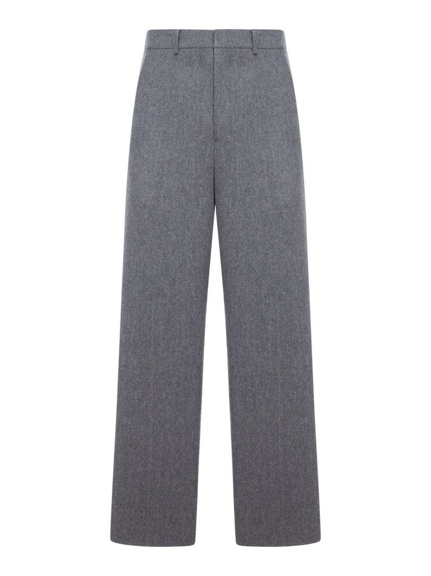 Textured Wool Tailored Pants with Classic Waistband