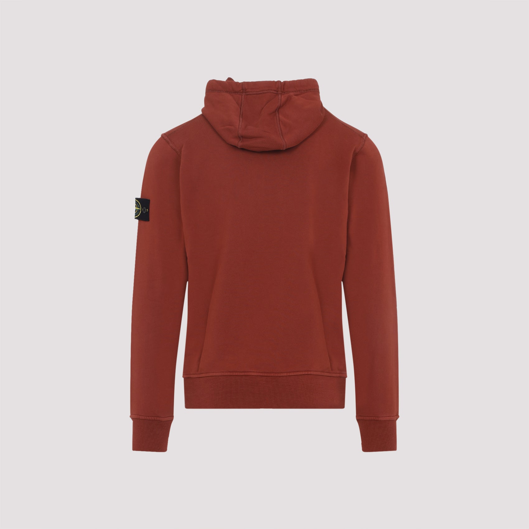 Deep Red Cotton Sweatshirt With Classic Hood