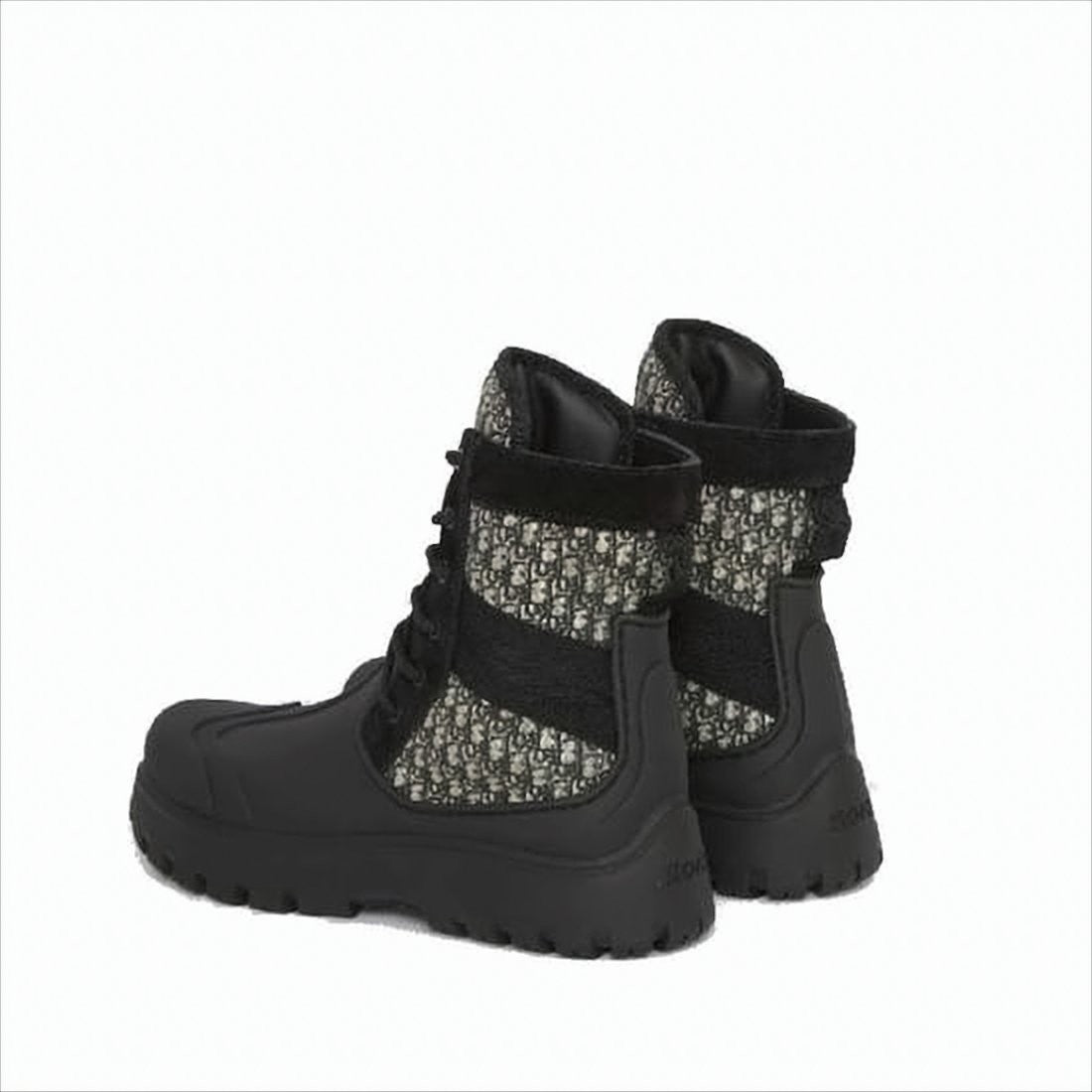 High-Top Lace-Up Boots With Monogram Panels