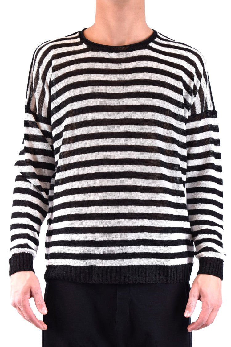 Horizontal Stripe Linen Knitwear With Relaxed Fit