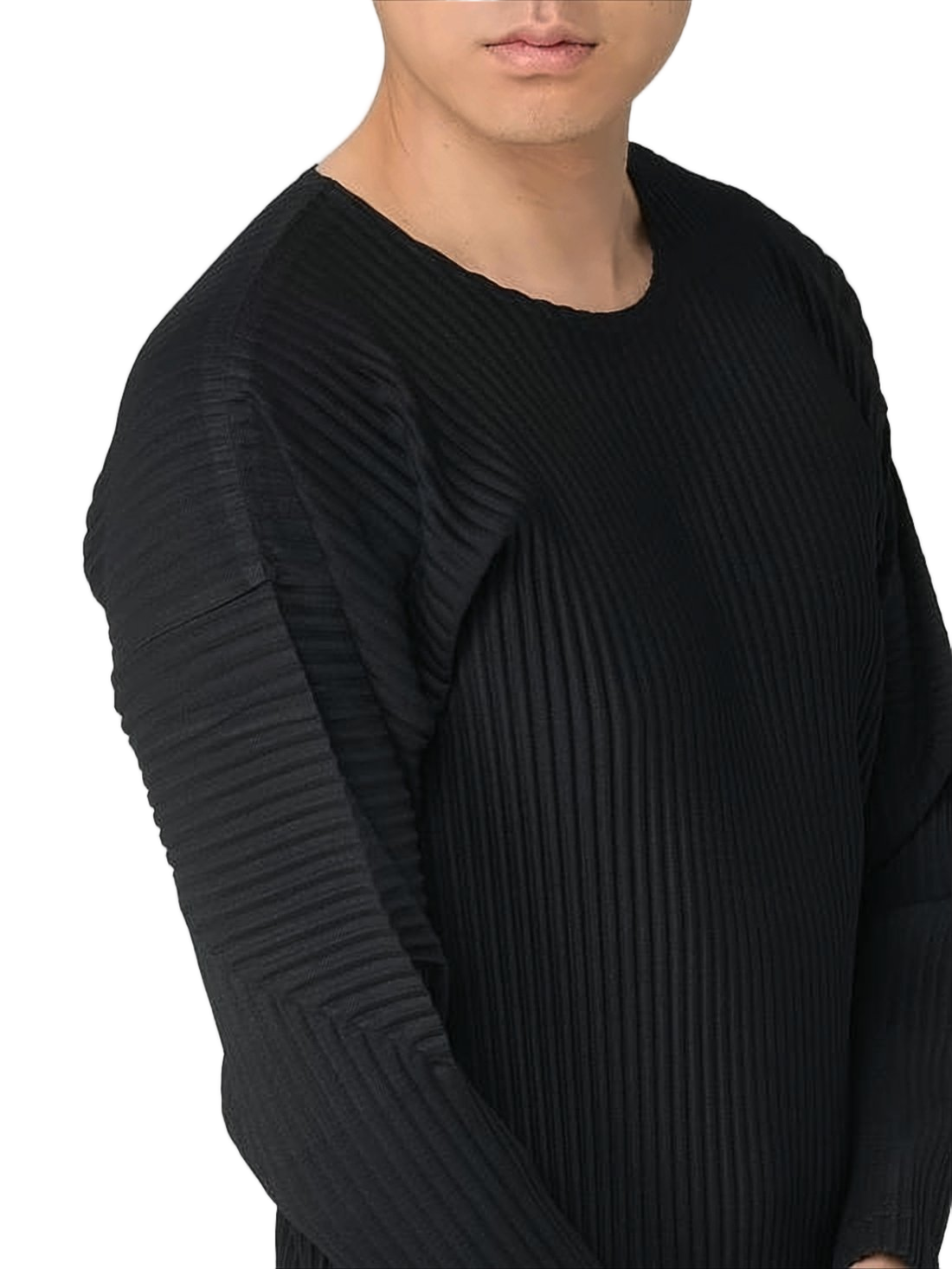 Pleated Long-Sleeve T-Shirt with Modern Aesthetic