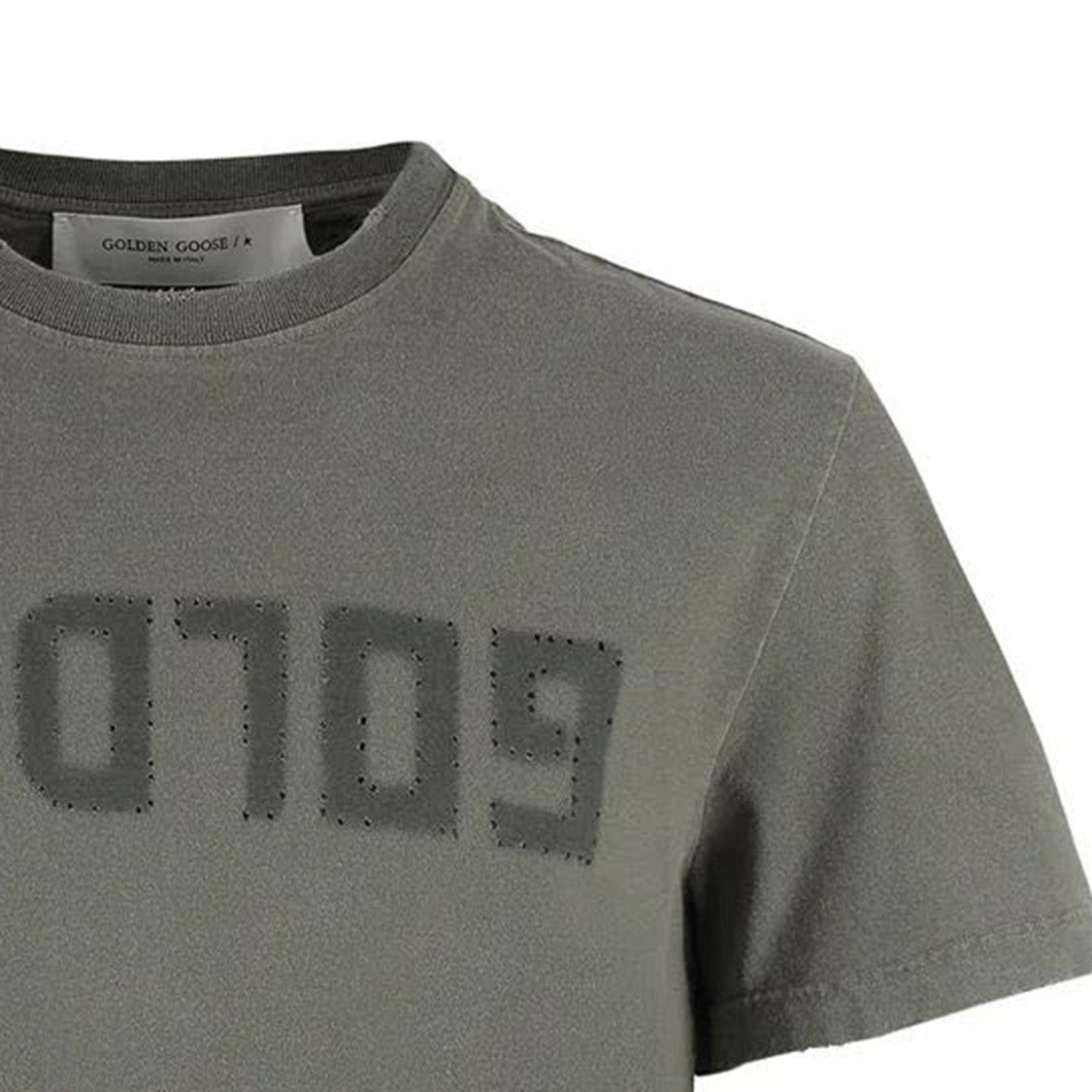 Green Cotton Regular T-Shirt With Inverted Logo Design
