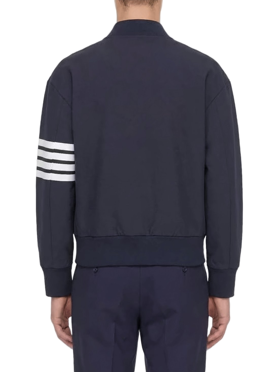Minimalist Zip-Closure Jacket With Contrasting Stripes
