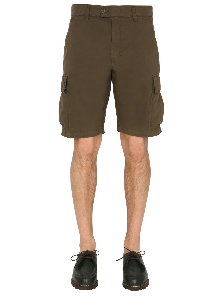Brown Cargo Shorts With Flap Pockets