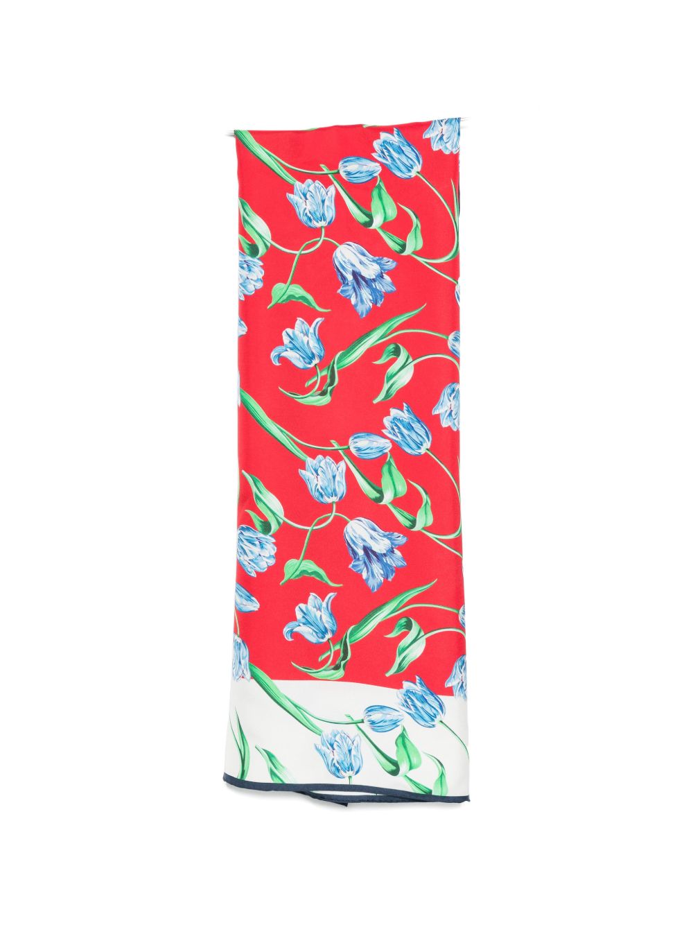 Cerise Red Floral Print Silk Scarf