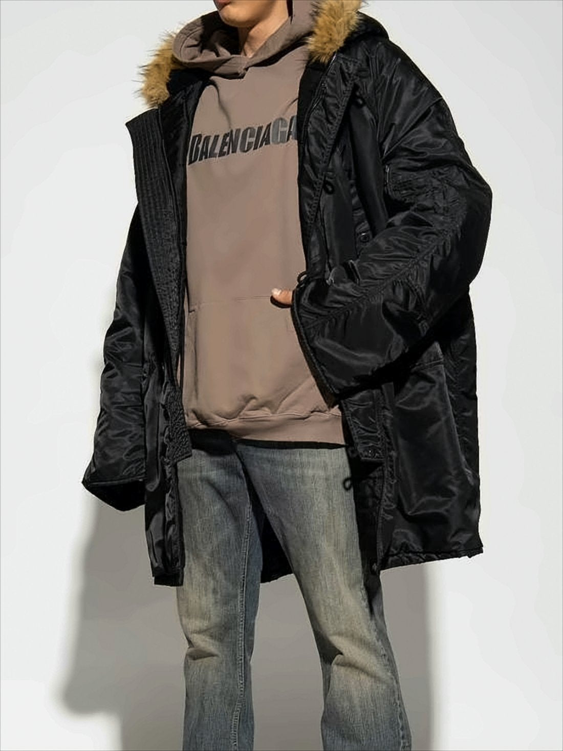 Relaxed Oversized Brown Hoodie with Bold Logo