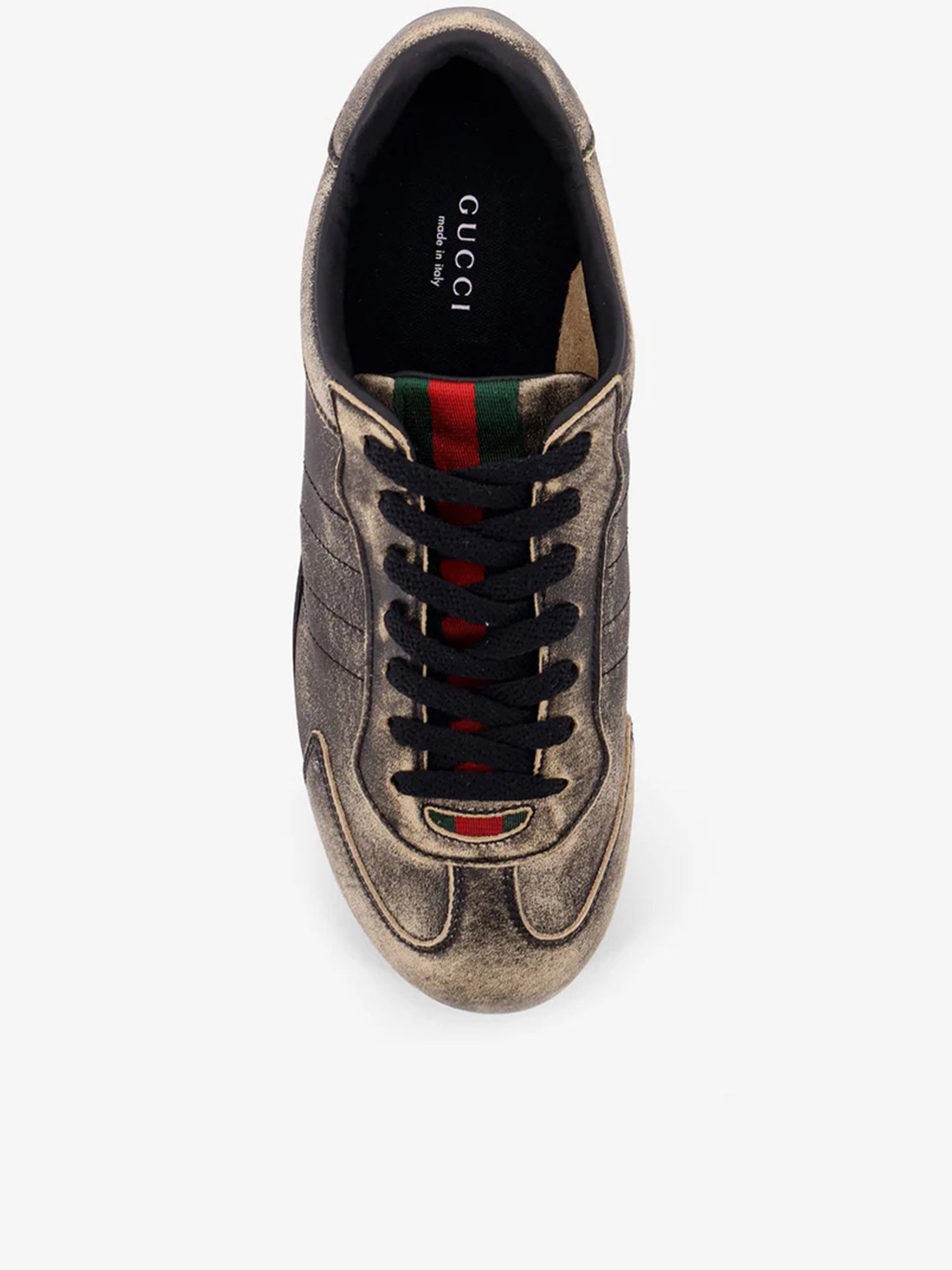 Metallic Shift Distressed Low-Profile Sneakers