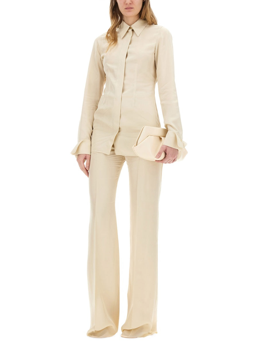 Slim Fit Viscose Shirt With Unique Open Back Design
