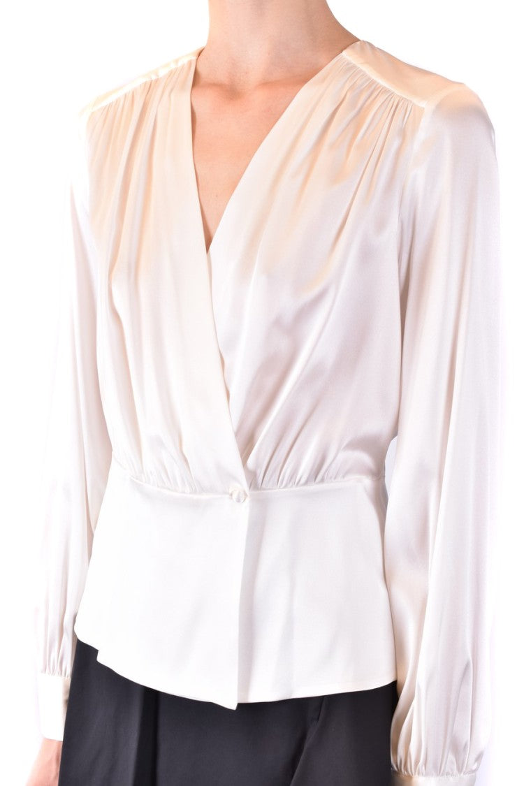Silk Blend Blouse With Wrap-Style Front