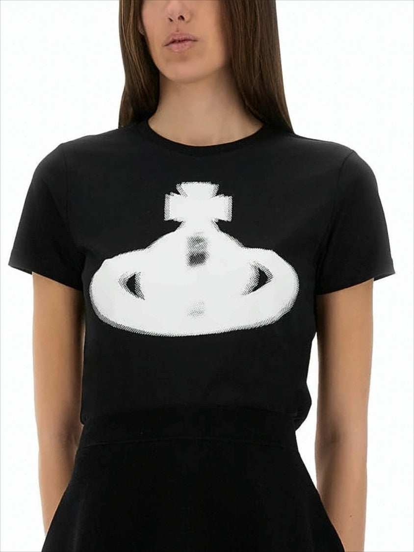 Black Cotton T-Shirt with Bold Graphic Emblem