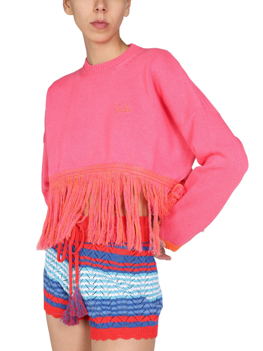Cropped Crew Neck Sweater