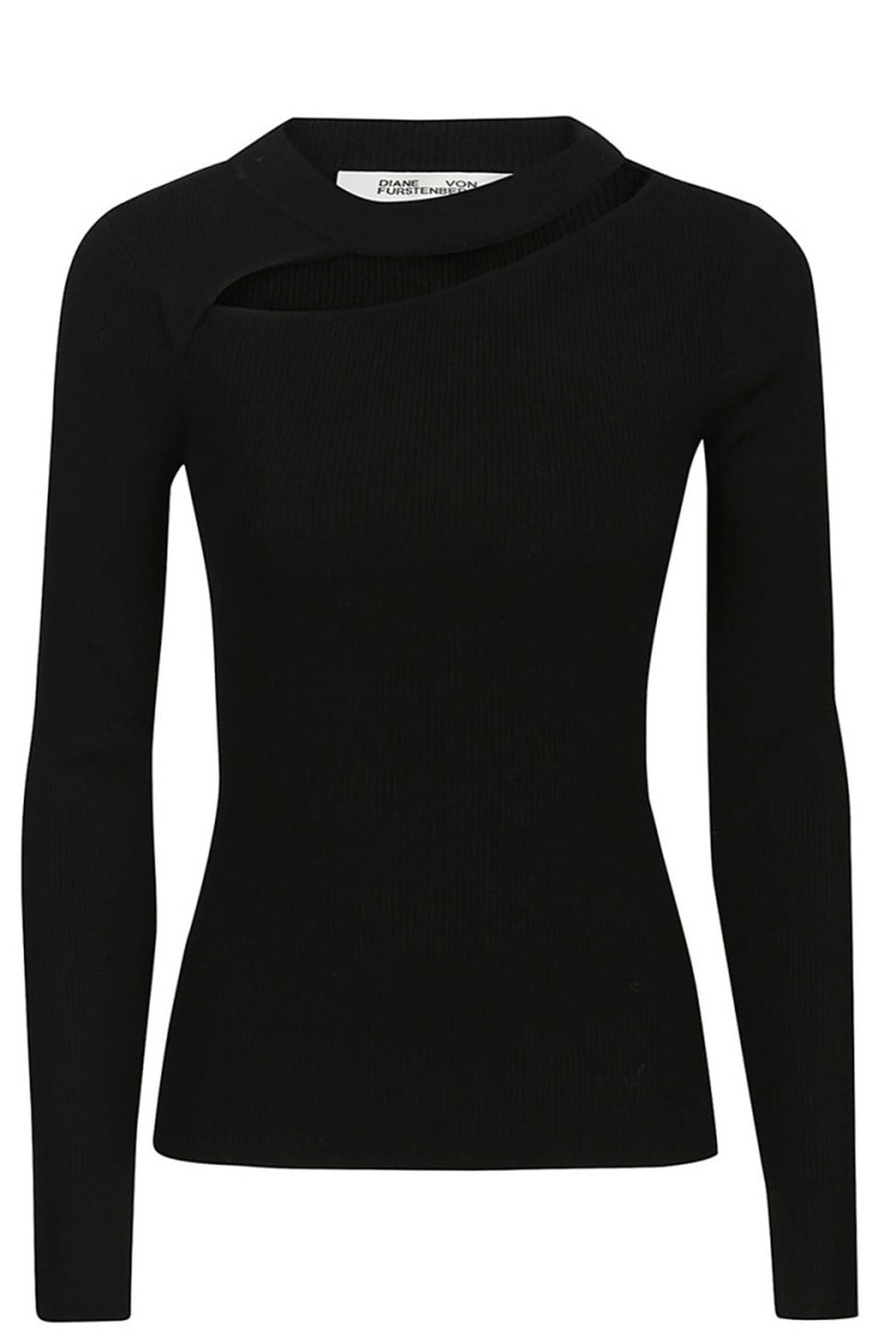 Asymmetrical Cutout Black Top With Ribbed Texture