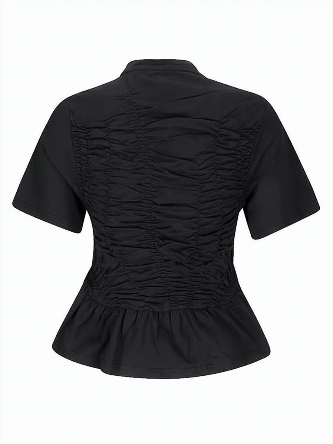 Fitted Short-Sleeved Top with Ruched Detailing