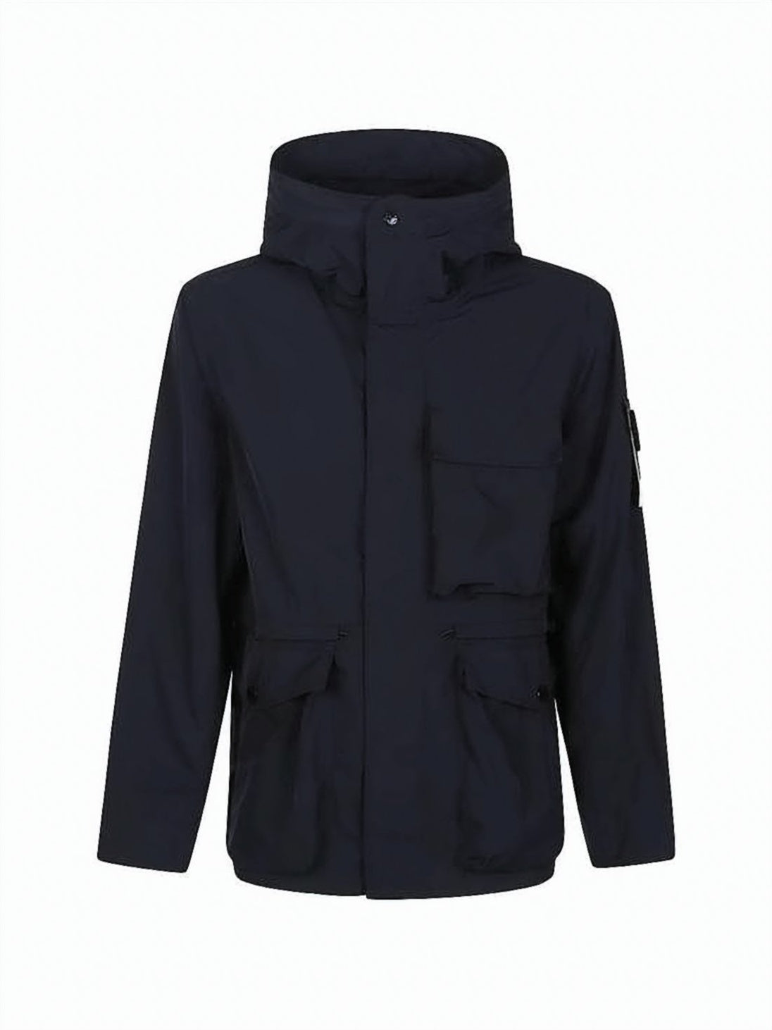 Hooded Black Casual Jacket With Functional Pockets