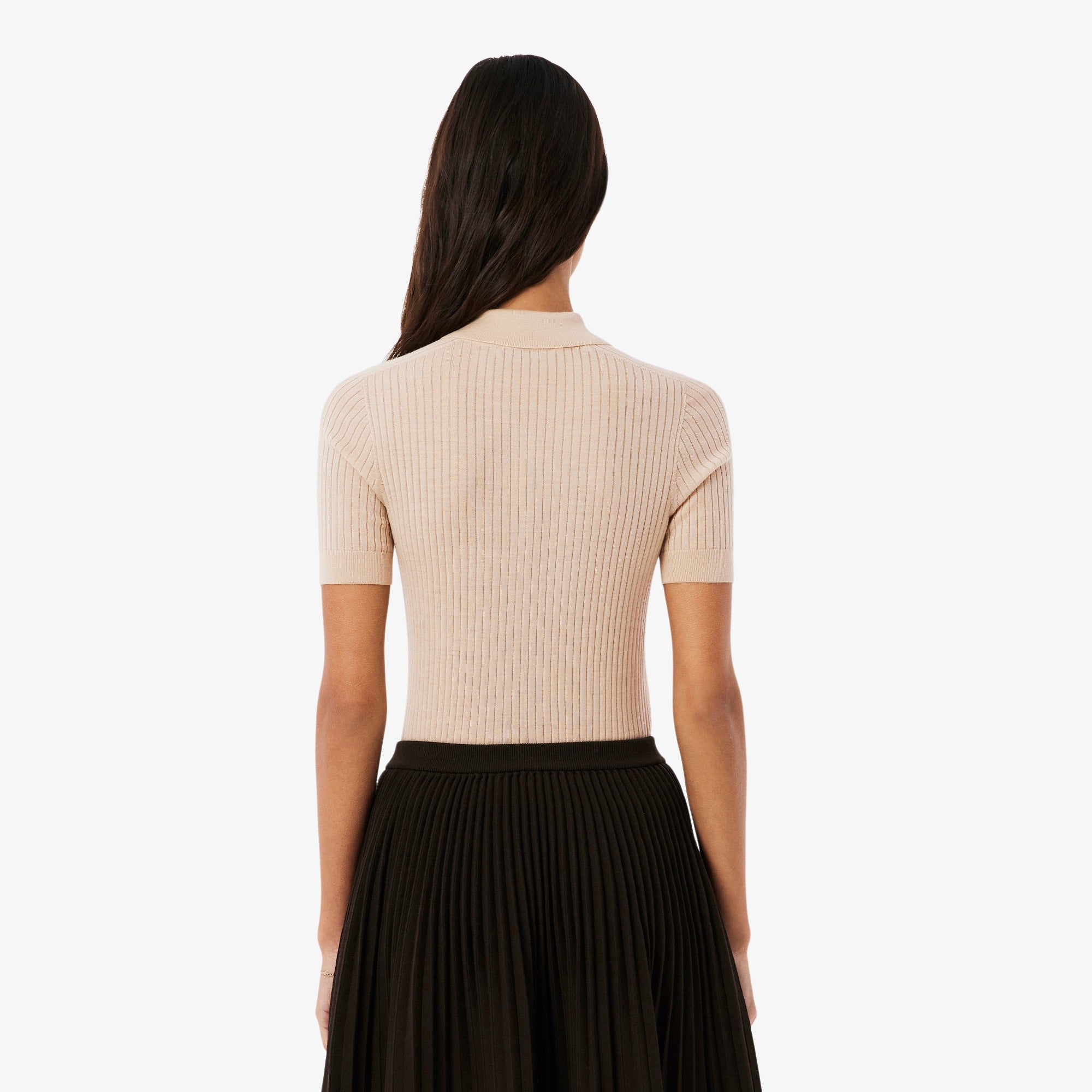 Ribbed Knit Polo Shirt with Classic Collar