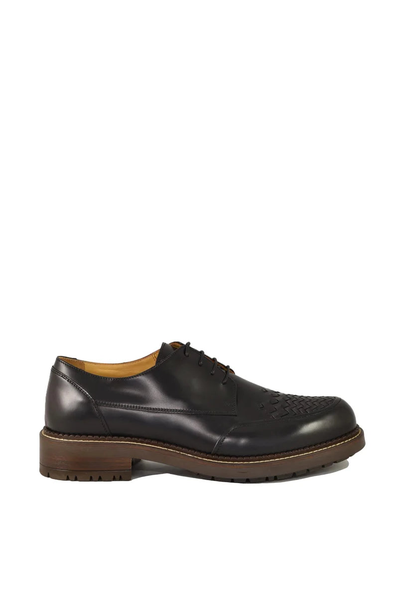 Rubber Sole Lace-up Shoes - Black
