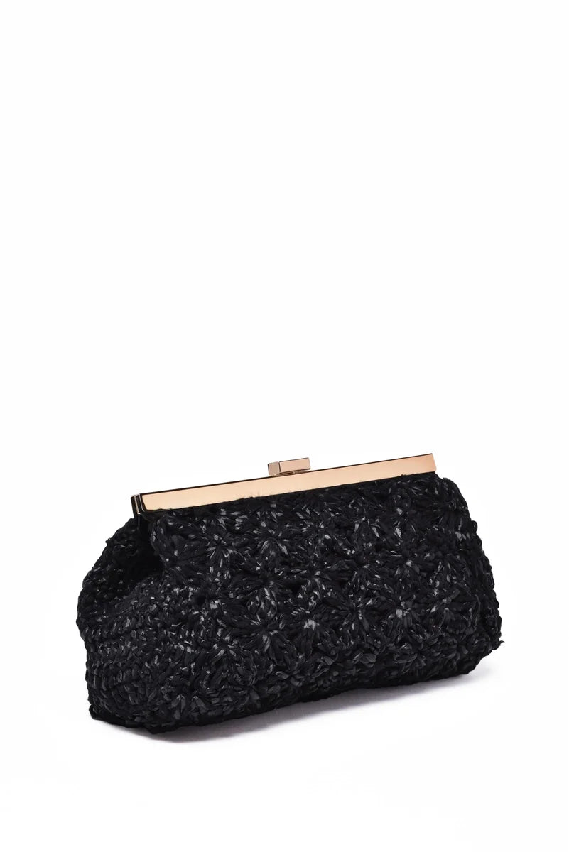 Raffia Clutch - Black