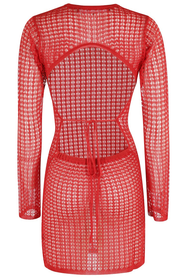 Mini Dress With Wide-Knit Stretch Fabric