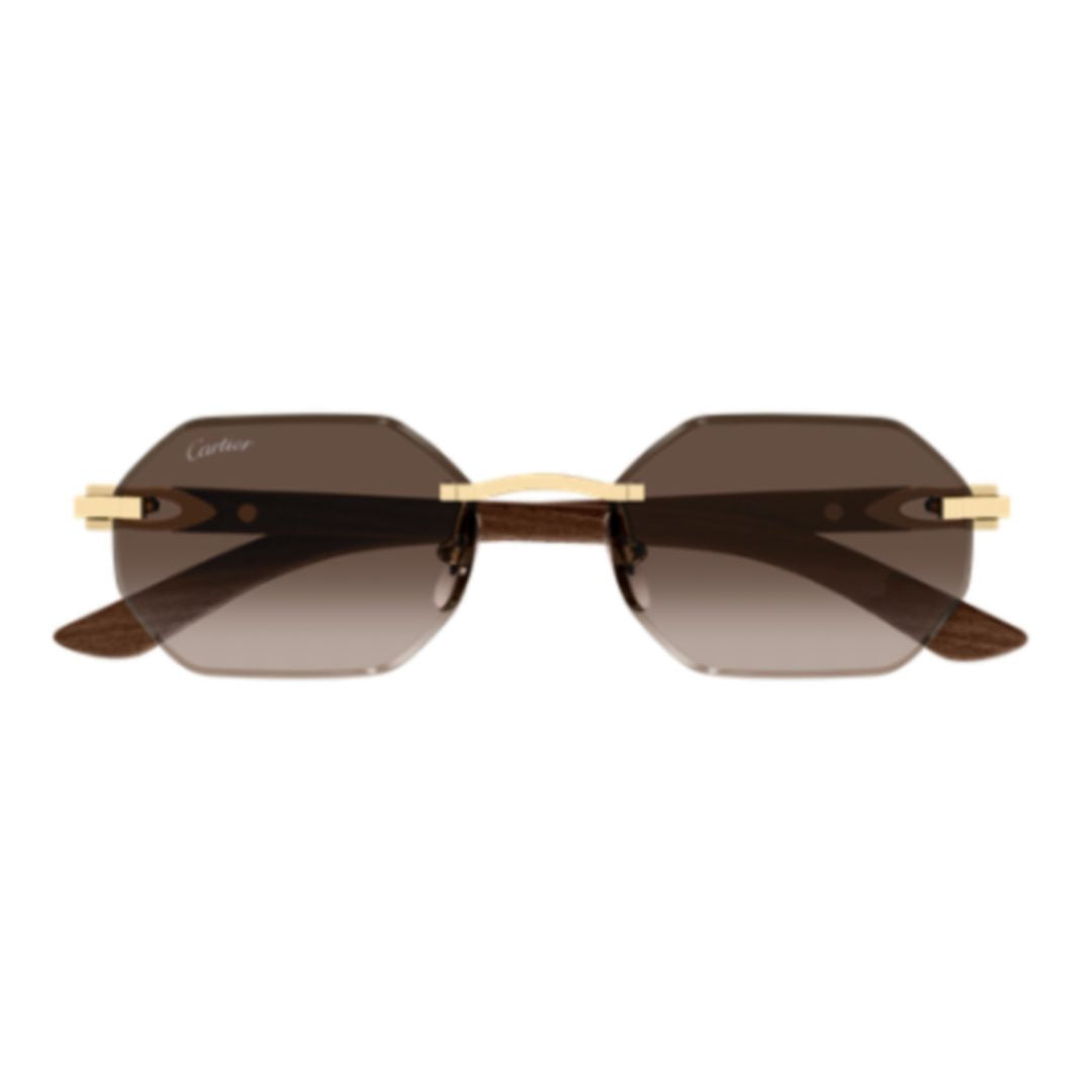 Octagonal Rimless Sunglasses With Gradient Lenses
