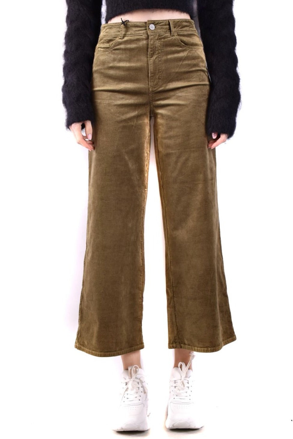 Wide-Leg Corduroy Jeans With High Waist And Design
