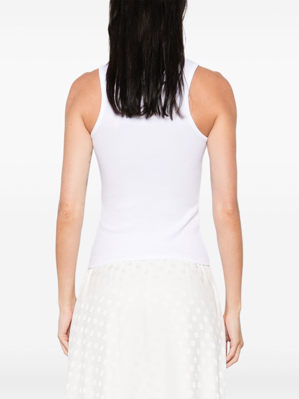 White Ribbed Cotton Blend Orb Top